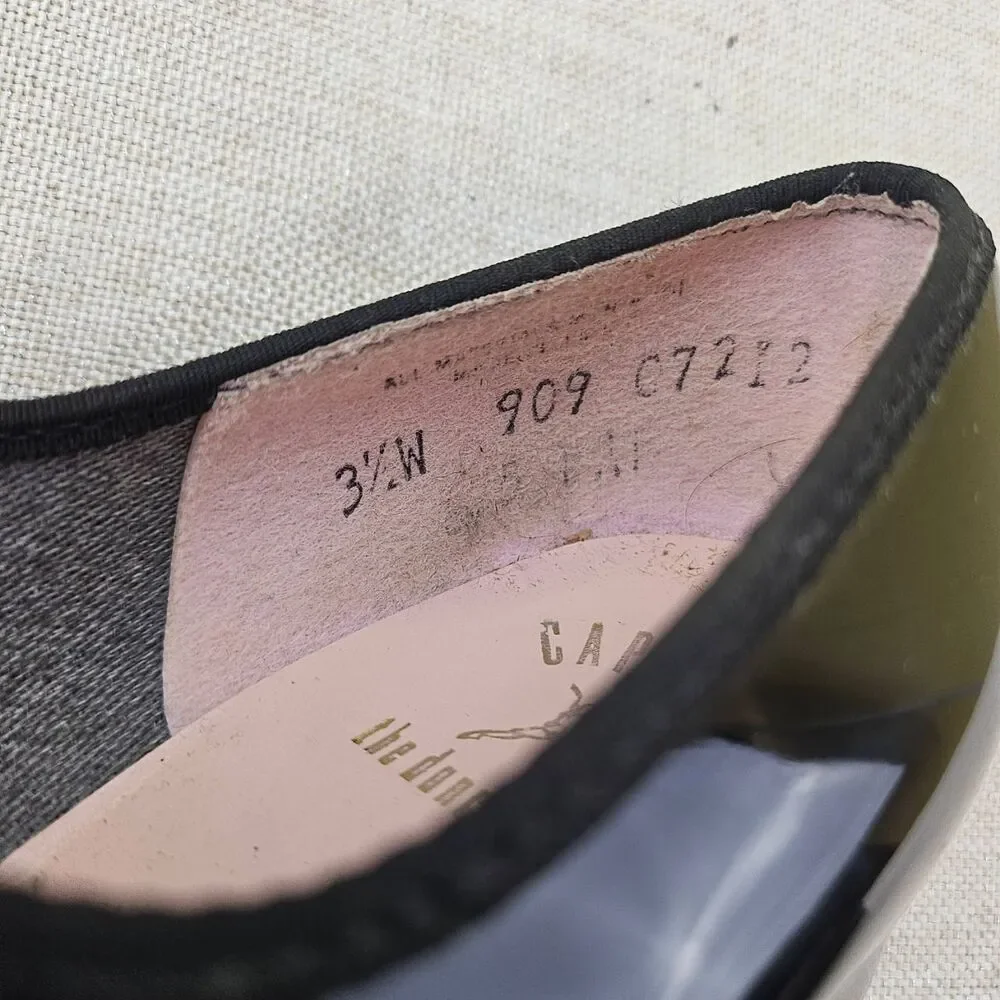 Vintage Capezio Tap Shoes Mary Jane Black Patent Finish Dancewear 3800 Kids‎ 3.5